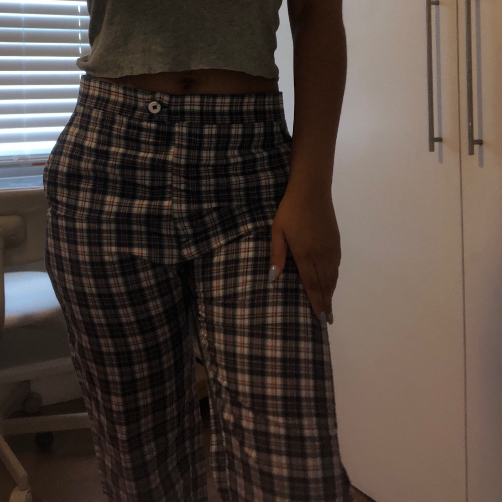 Vintage Plaid High Waisted Straight Leg Pant